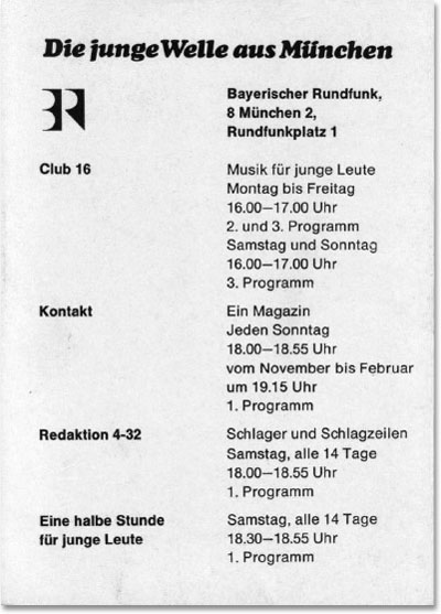 Programmschema der "Jungen Welle aus München"